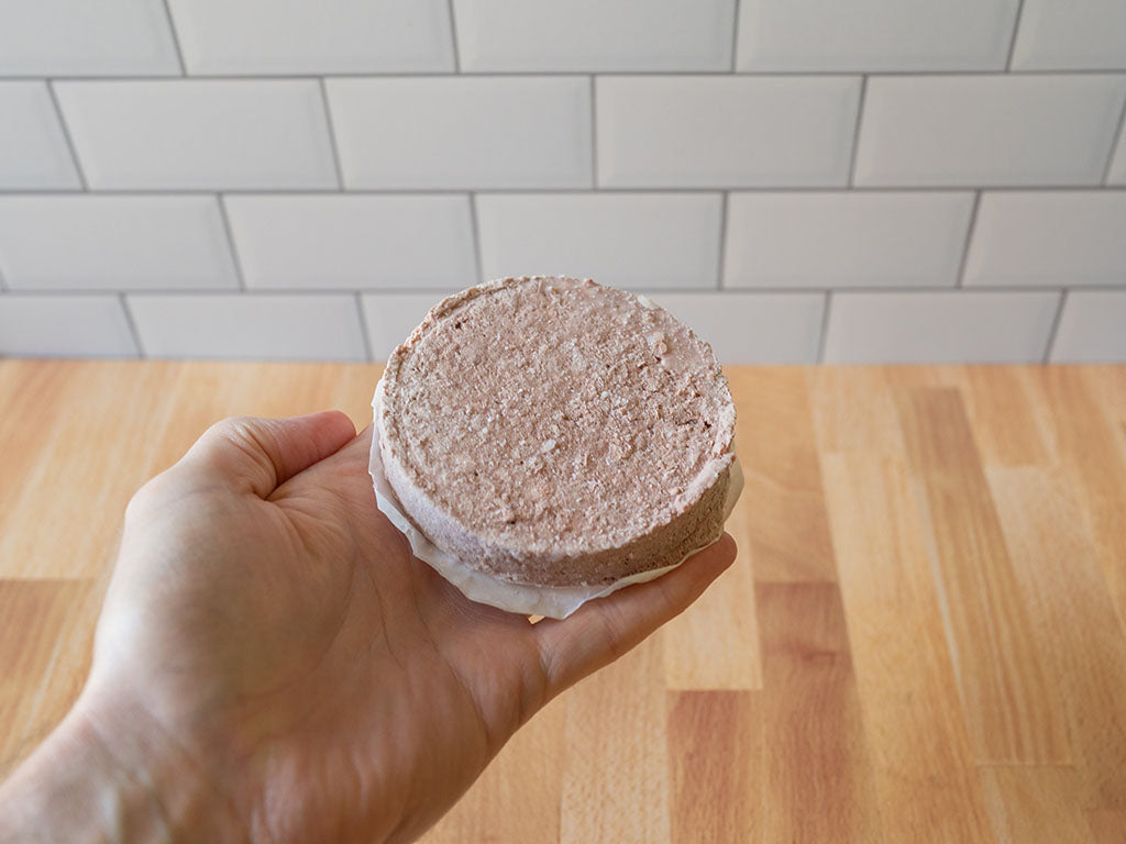 VEGAN Freeze-Dried Impossible™ Burger Patties 25 year shelf life. Made primarily from soy and potato proteins.