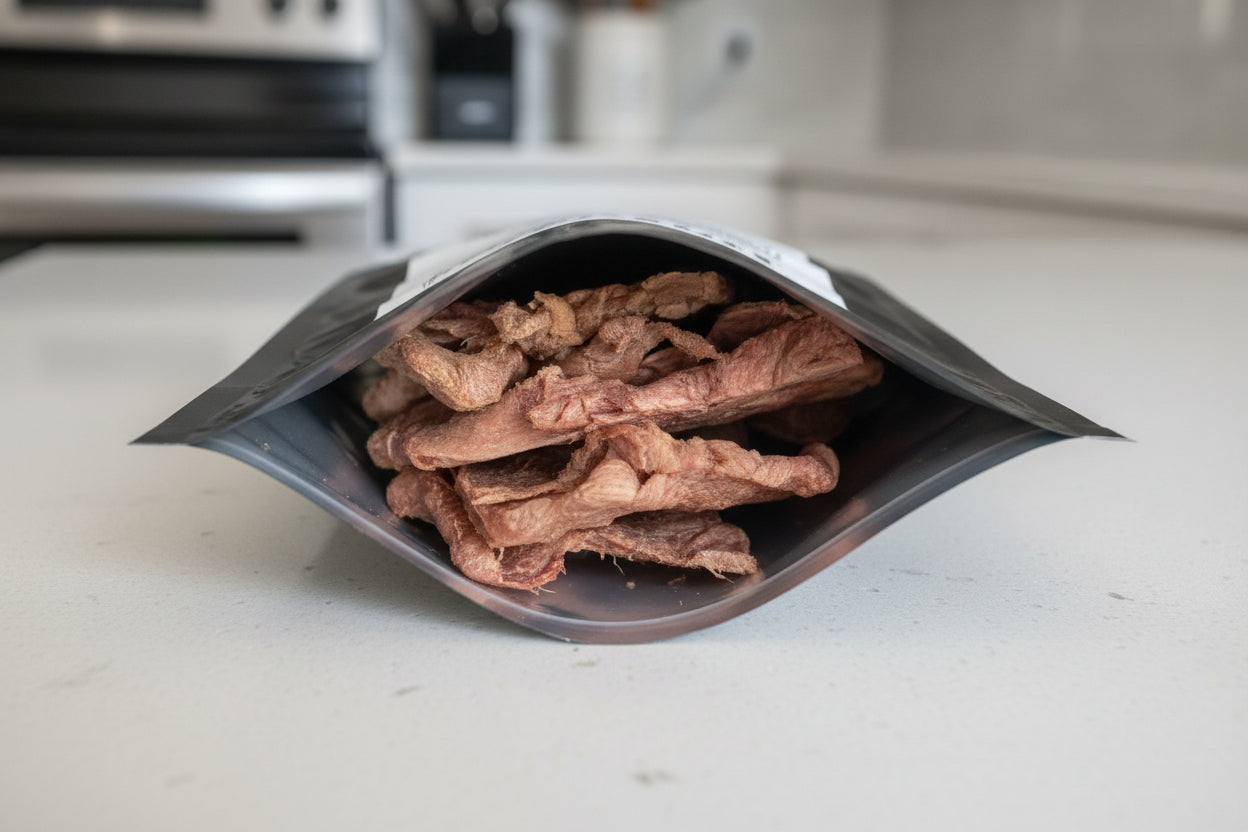 RAW QTY 4 | Freeze-Dries NY Steaks | Thin Cut | 25 Year Shelf Life | USA Product | No Preservatives or additives | All Natural USDA inspected beef