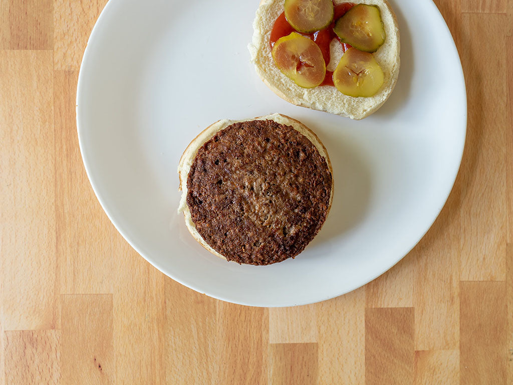 VEGAN Freeze-Dried Impossible™ Burger Patties 25 year shelf life. Made primarily from soy and potato proteins.