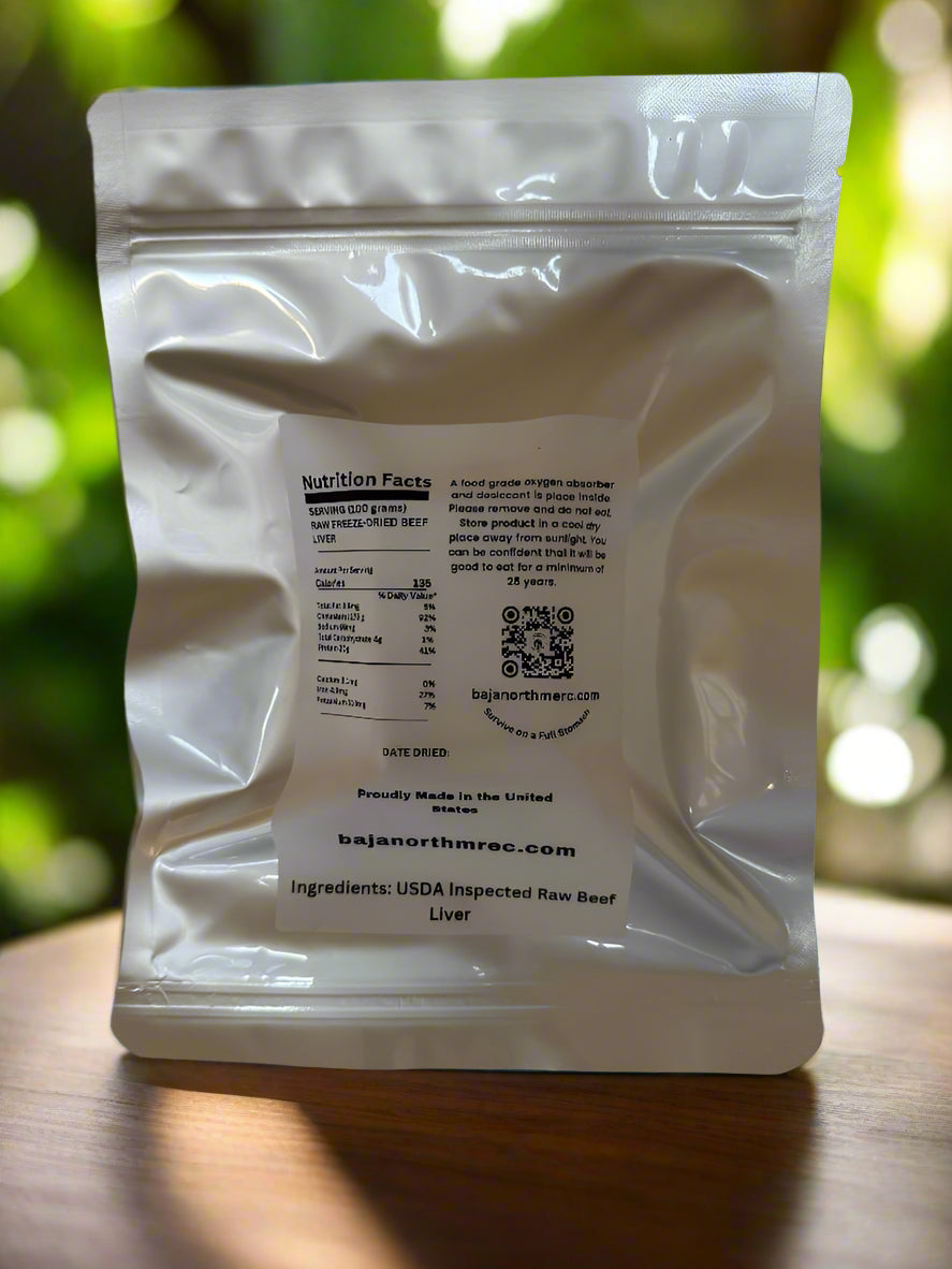 PET FOOD Raw Human Grade Liver SNACKS Freeze-Dried No refrigeration Required 25 year shelf-Life