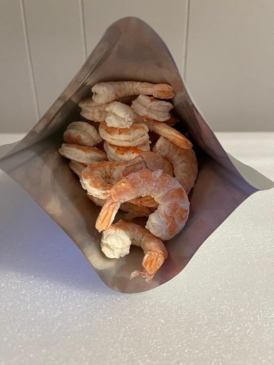 Whole Shrimp Freeze-Dried. 4oz makes 1lbs hydrated. 25 Year shelf life. Designed for Backpackers, Campers, Survivalist and Emergency Preparedness. MADE IN USA