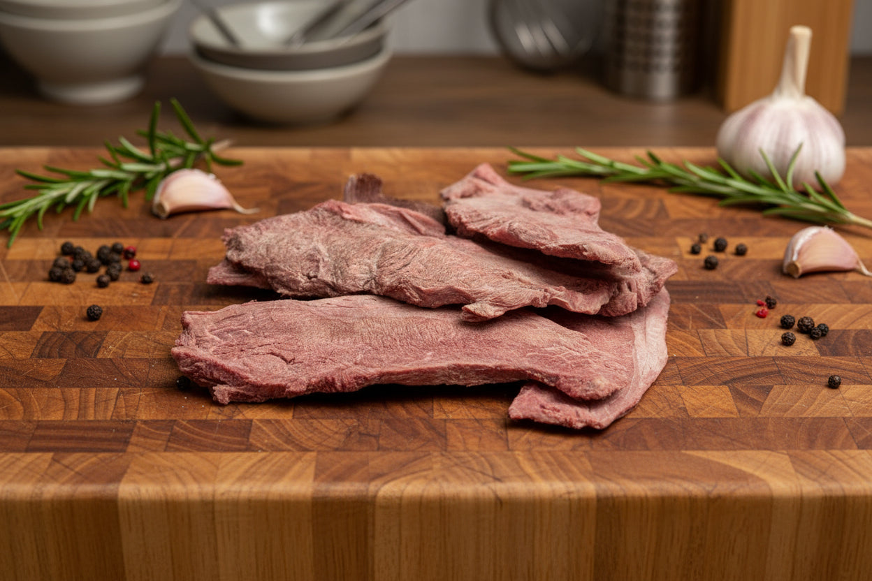 RAW QTY 4 | Freeze-Dries NY Steaks | Thin Cut | 25 Year Shelf Life | USA Product | No Preservatives or additives | All Natural USDA inspected beef