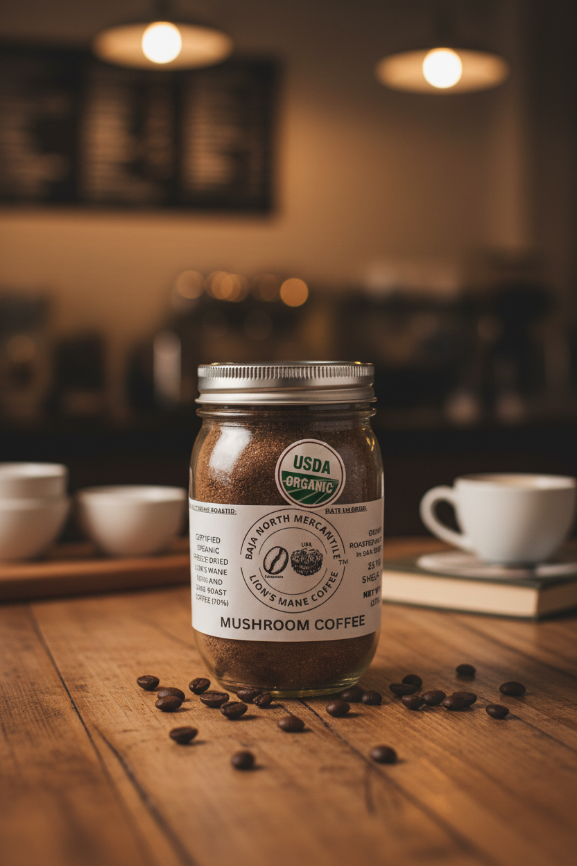 ORGANIC Lion's Mane Mushroom Coffee 30/70 blend a USA Product
