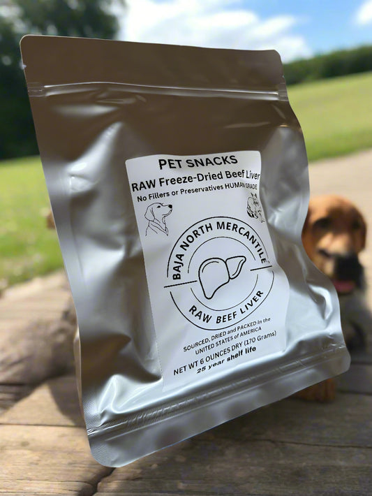 PET FOOD Raw Human Grade Liver SNACKS Freeze-Dried No refrigeration Required 25 year shelf-Life