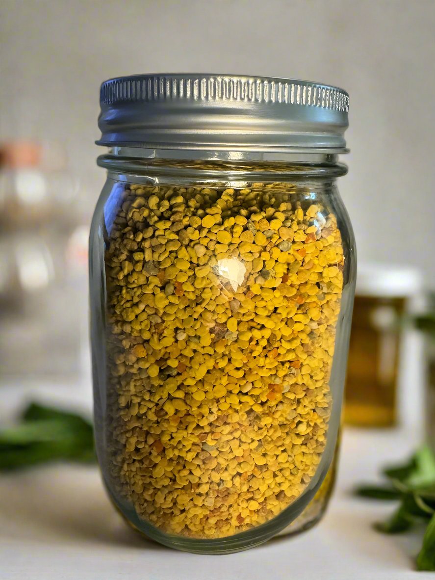 9 oz. Glass Jar of Premium Honey Bee Pollen | Harvested in USA | Vacuumed Packed for Freshness | Oxygen Absorber and Desiccant added to Increase Shelf Life