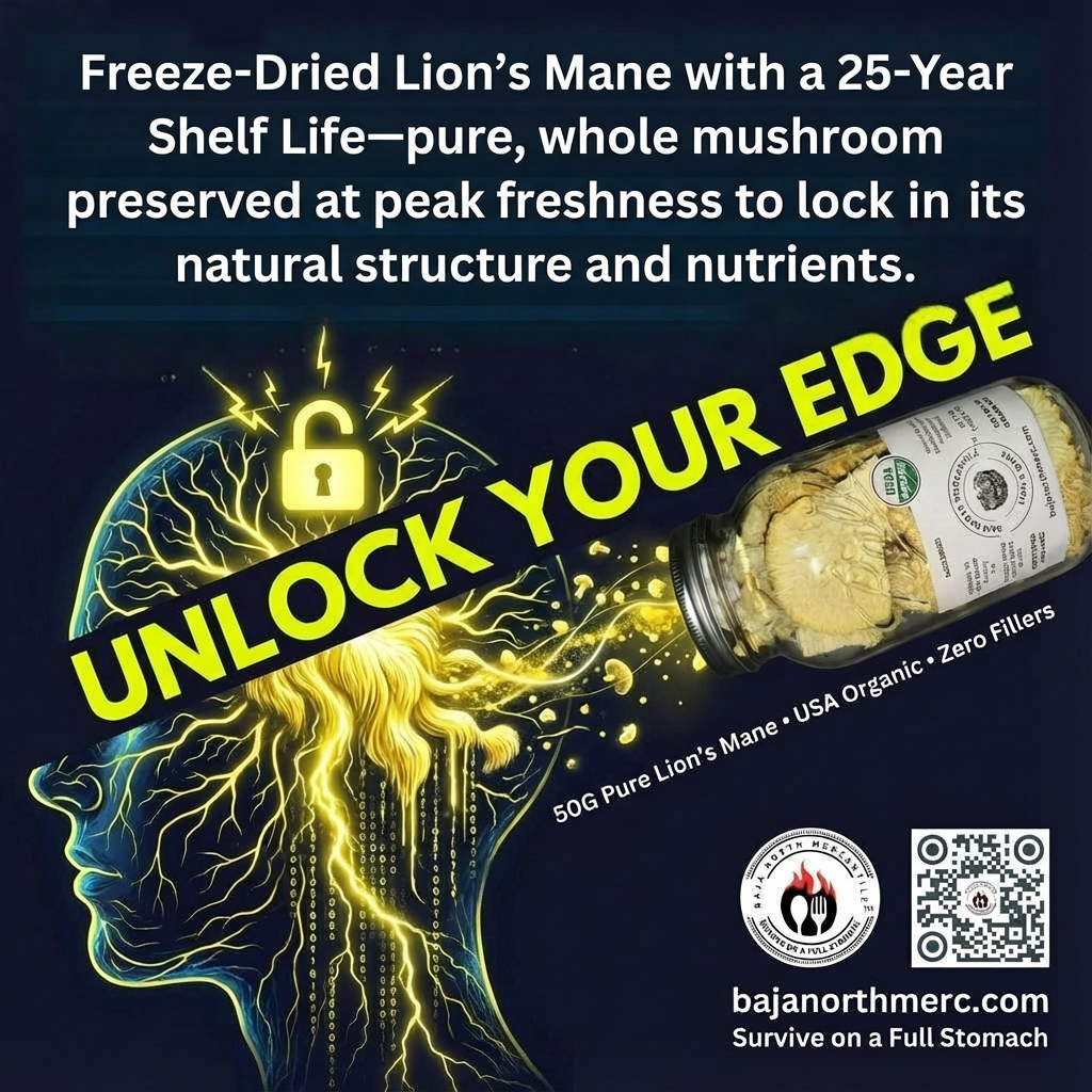 50 gram Huge JAR of Freeze-Dried Lion's Mane Mushroom Slices. 1.5lbs Rehydrated. 100% Organic. 100% Made in USA. Great for Powder, Tea or Supplement. No fillers. No Additives. Great for Stamets stack!